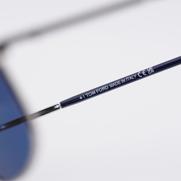 Tom Ford Tex FT1096 16V Sunglasses Palladium Aviator Frame, Blue Lenses - Picture 6 of 10